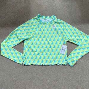 Hurley Geo Rhythm Rashguard in Blue and Yellow SPF 50